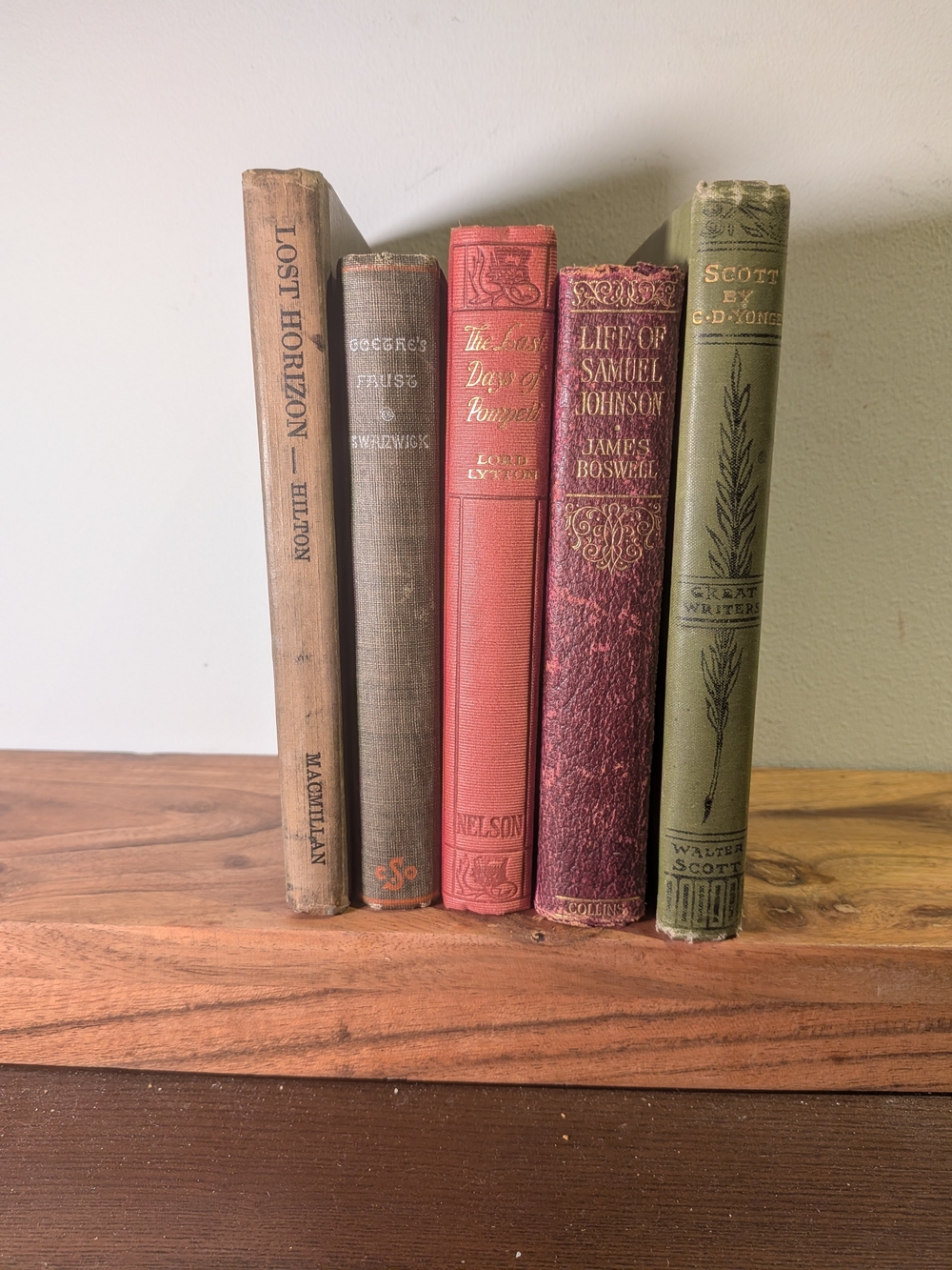 Set of 5 Antique & Vintage Classic Books Library Decor